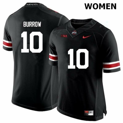 Women's Ohio State Buckeyes #10 Joe Burrow Black Nike NCAA College Football Jersey Increasing AXP7744OG